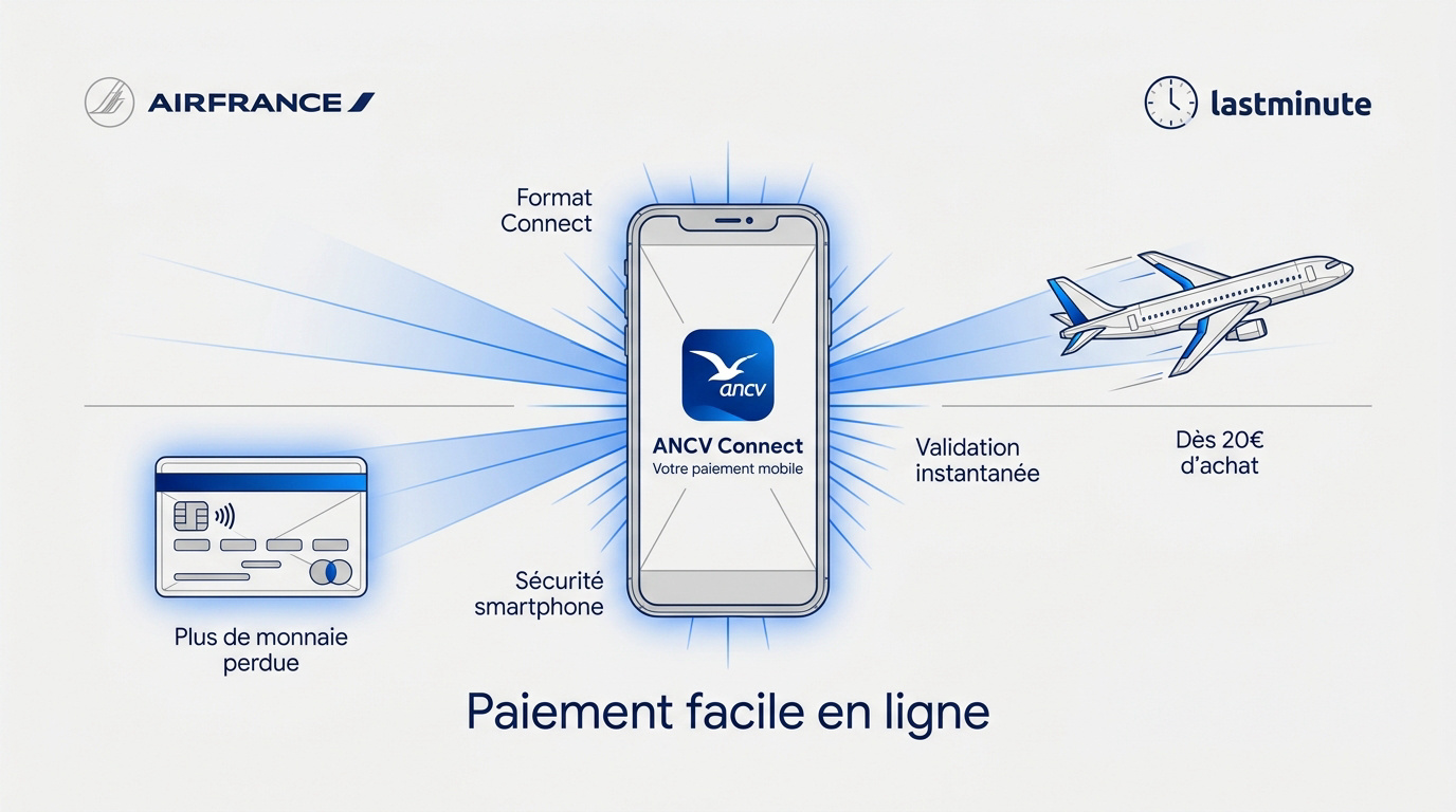 Paiement billets avion chèques vacances connect