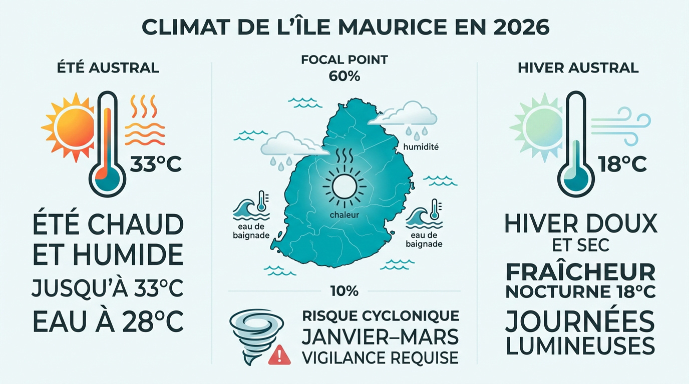 Plage tropicale de l'île Maurice sous un ciel bleu en 2026