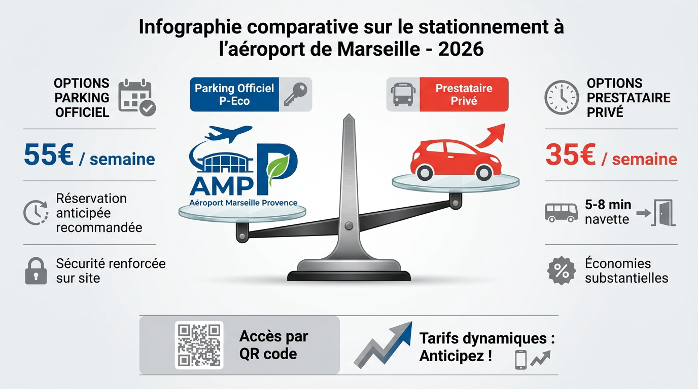 Comparatif des tarifs parking aéroport Marseille 2026