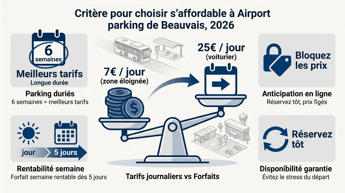 Parking aéroport Beauvais tarifs 2026 réservation anticipée