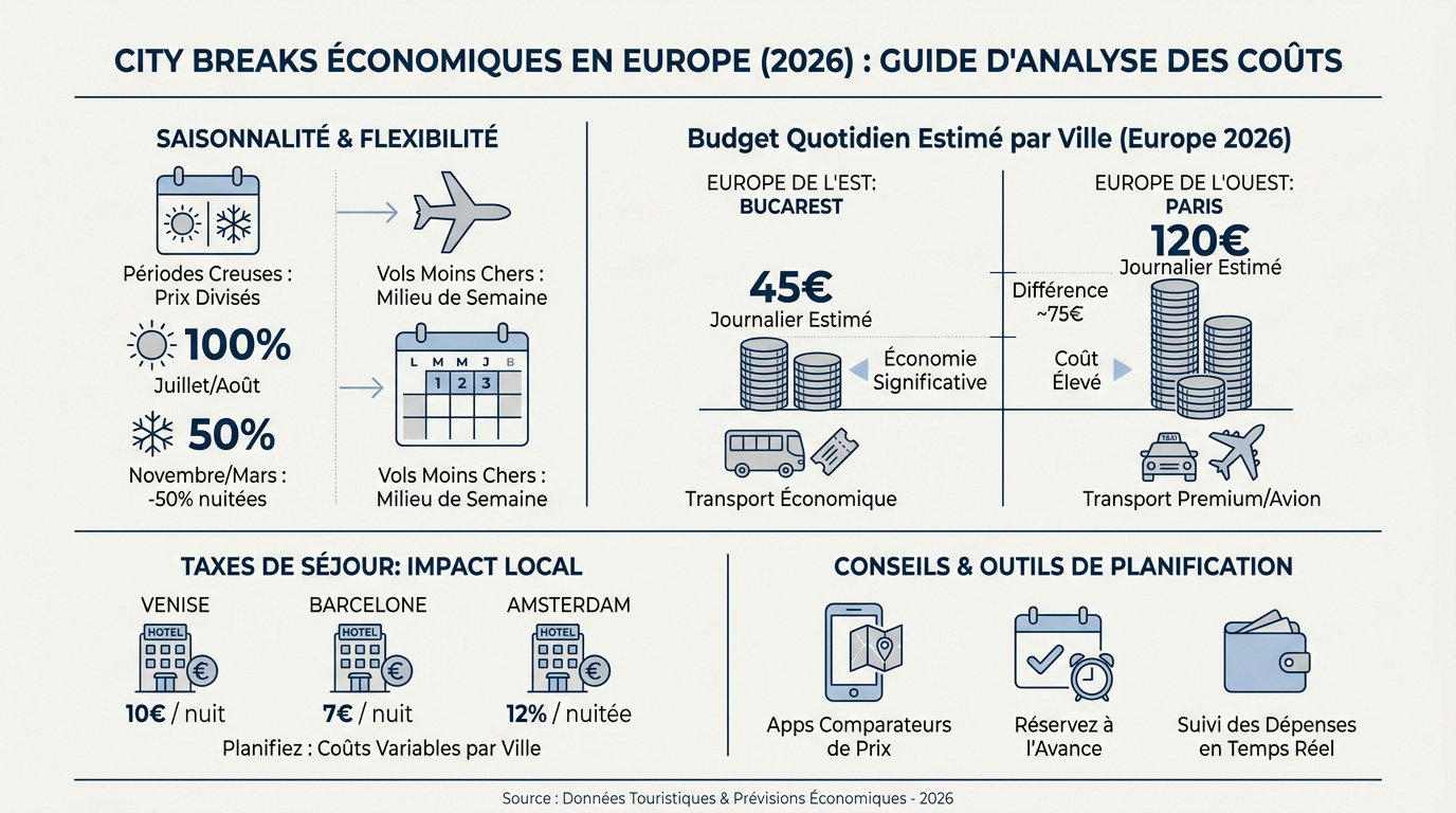 City break en Europe : 5 destinations pas chères pour 2026 17 Comparatif des coûts pour un city break économique en Europe en 2026