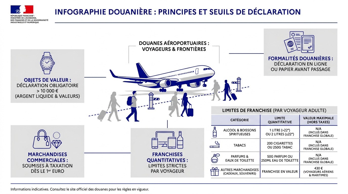 Contrôle des douanes à l'aéroport pour les objets de valeur