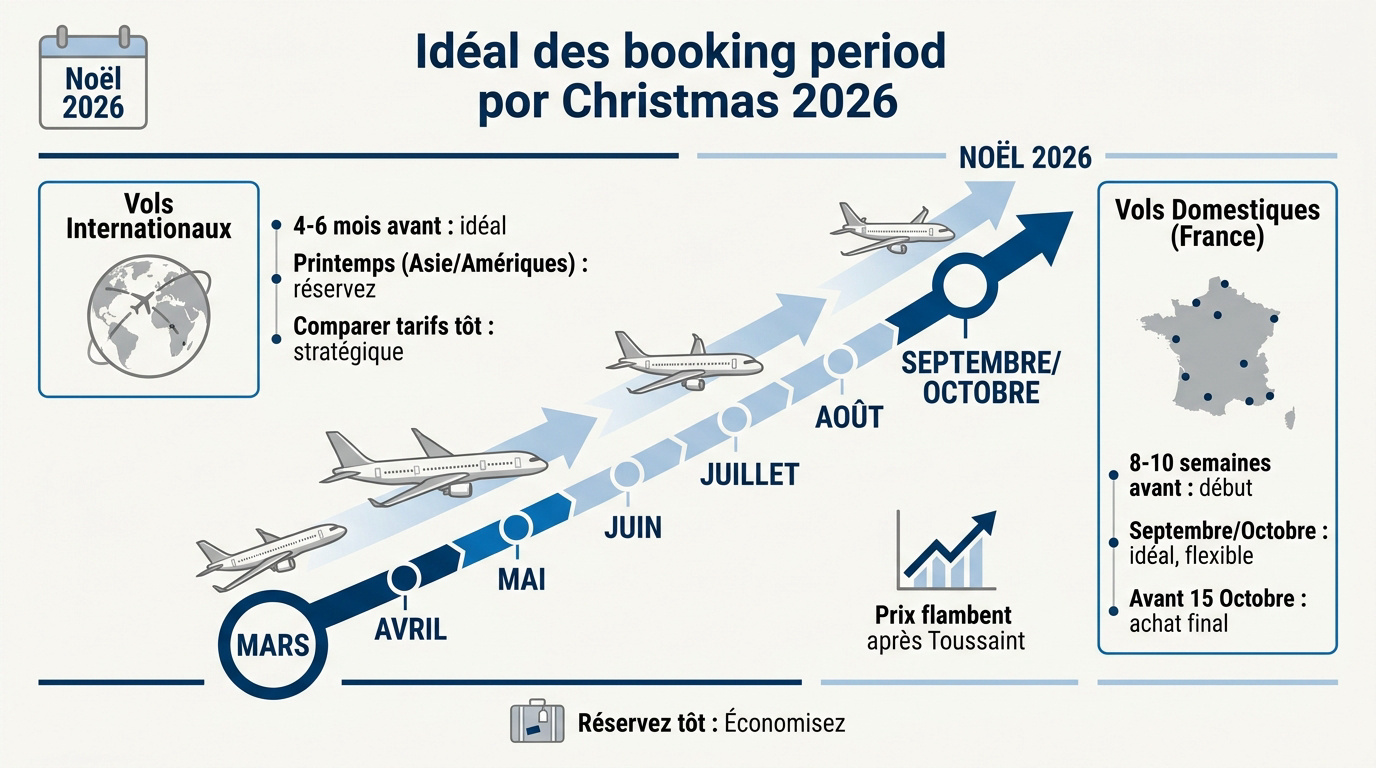 Calendrier prévisionnel des périodes de réservation pour les vols de Noël 2026