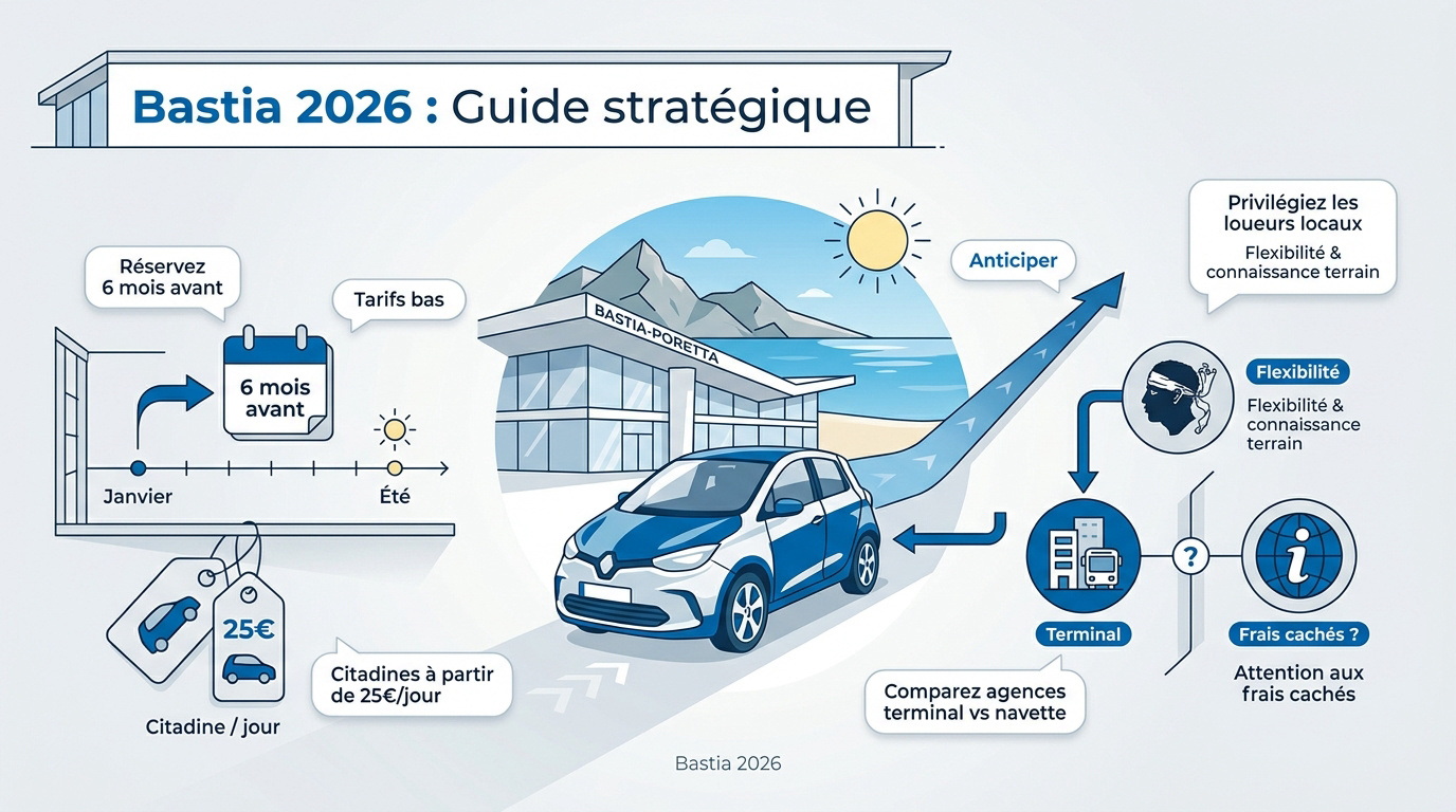 Location de voiture économique à l'aéroport de Bastia en 2026