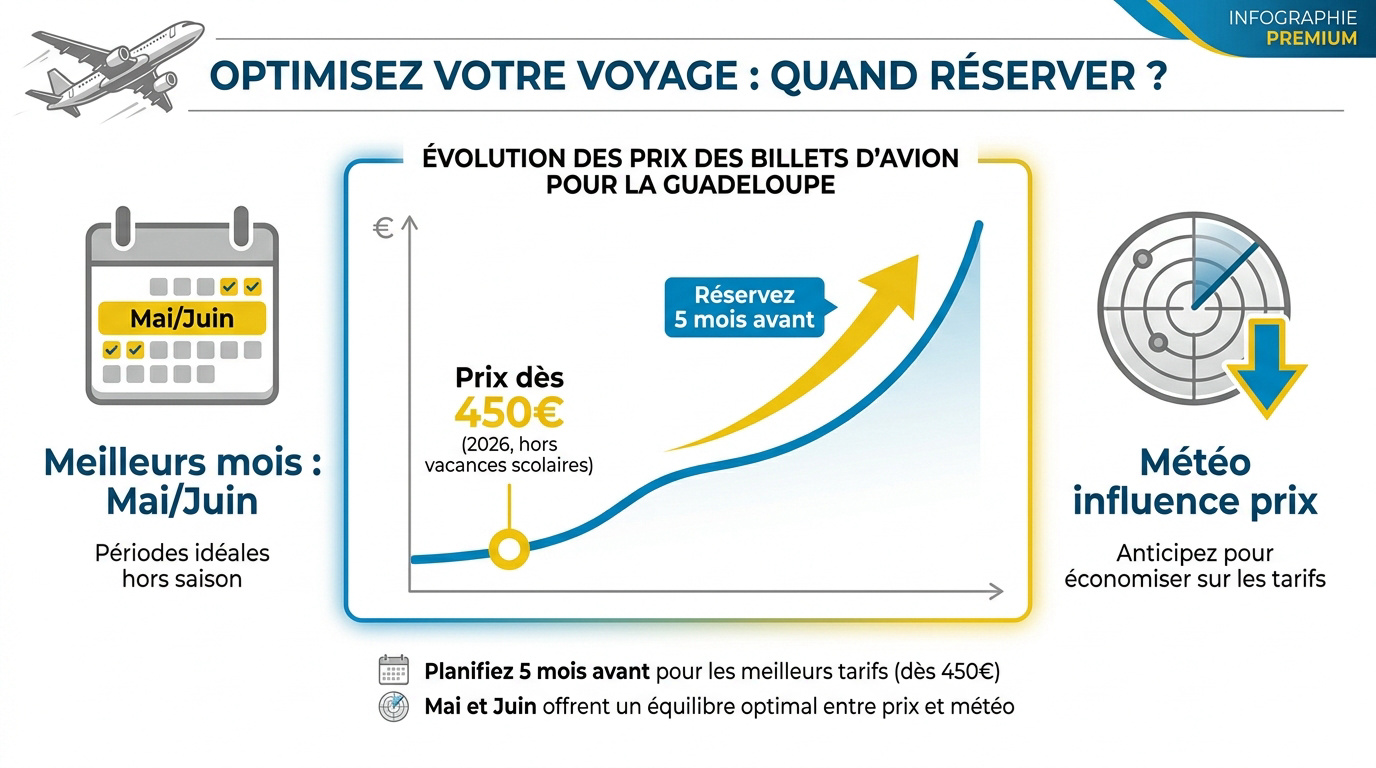 Calendrier de réservation optimal pour un vol vers la Guadeloupe en 2026