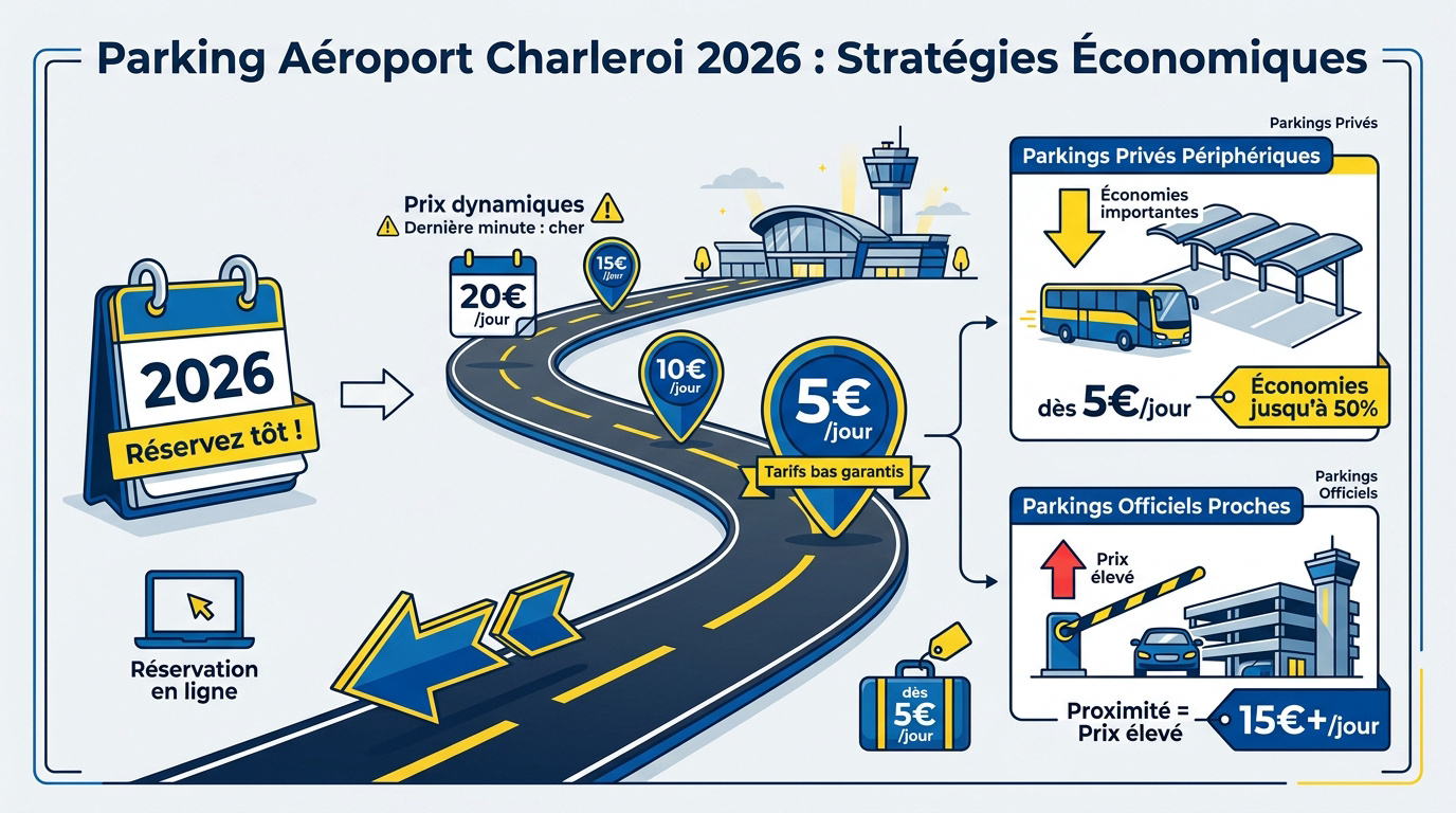 Comparaison des tarifs de parking à l'aéroport de Charleroi en 2026