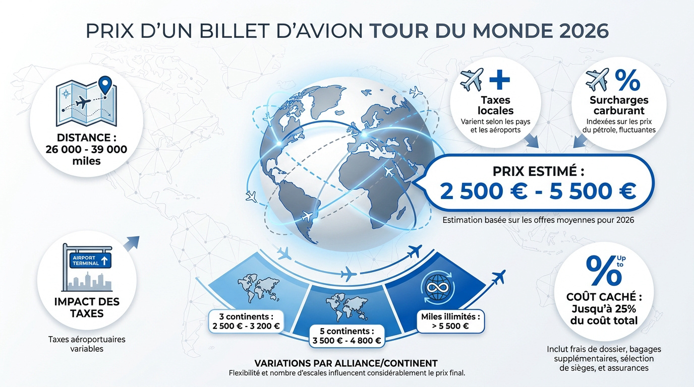 Prix billet avion tour du monde 2026